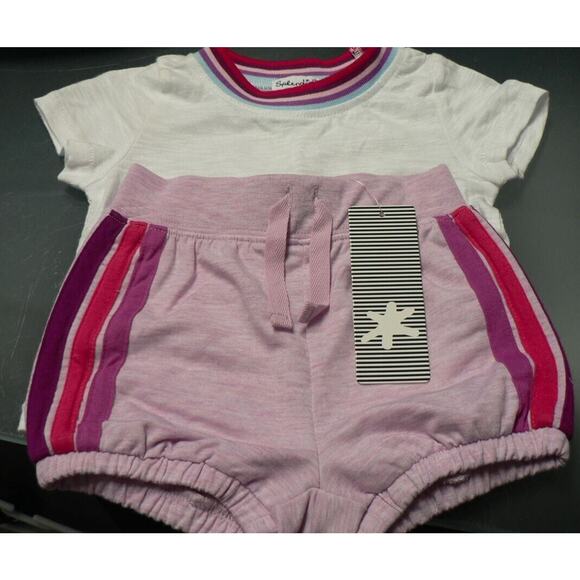 Splendid Stripe Jersey Tee & Sporty Bloomer Short Set 6-12 Months $52 - Picture 1 of 4